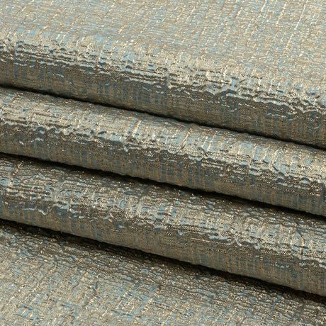 Metallic Gold, Pale Blue and Beige Crosshatched Lines Luxury Brocade
