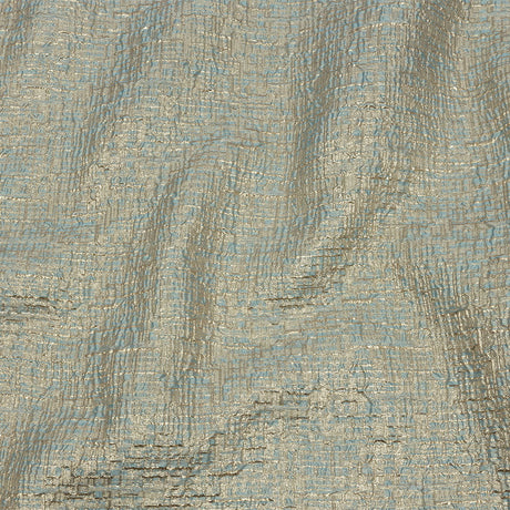 Metallic Gold, Pale Blue and Beige Crosshatched Lines Luxury Brocade