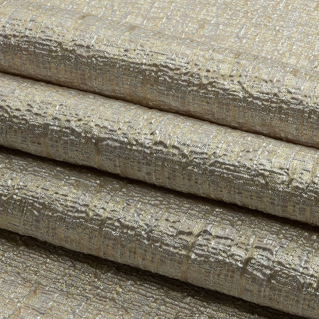Metallic Silver, Harvest Gold and Beige Crosshatched Lines Luxury Brocade