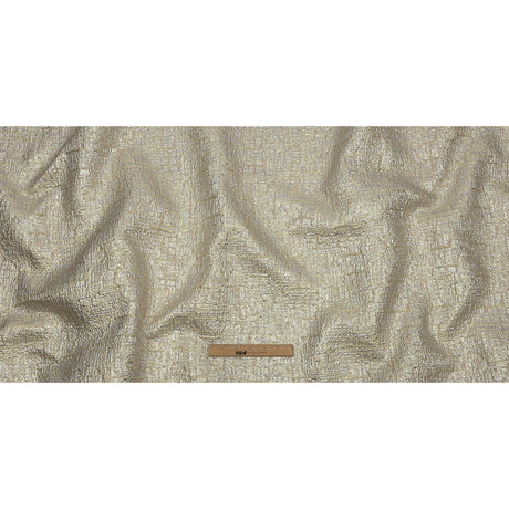 Metallic Silver, Harvest Gold and Beige Crosshatched Lines Luxury Brocade
