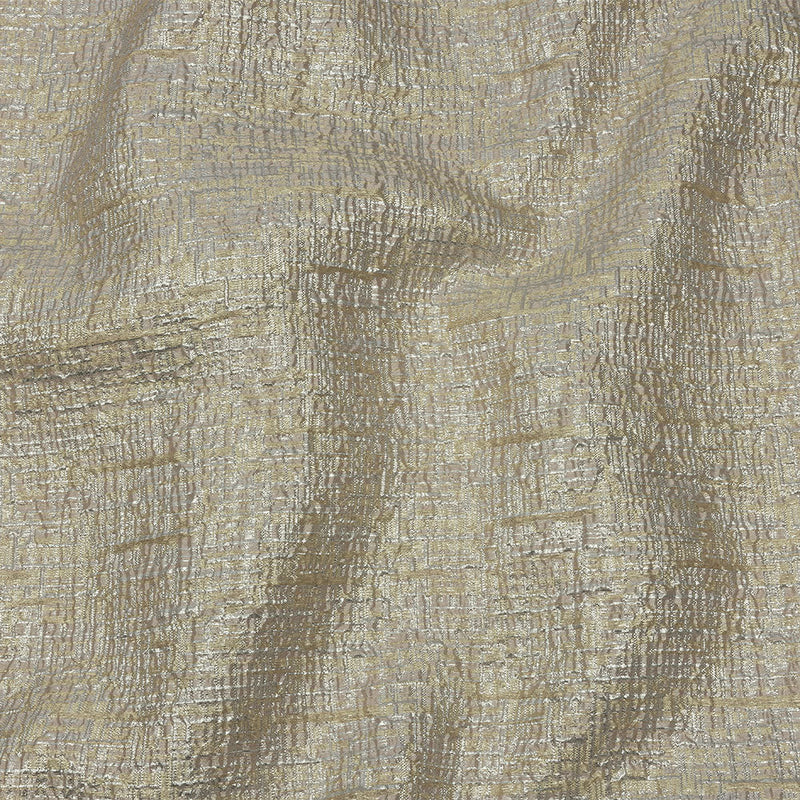 Metallic Silver, Harvest Gold and Beige Crosshatched Lines Luxury Brocade
