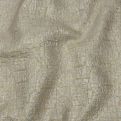 Metallic Silver, Harvest Gold and Beige Crosshatched Lines Luxury Brocade