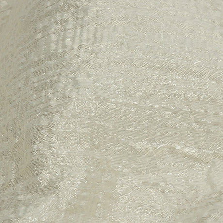 Metallic Ivory Crosshatched Lines Luxury Brocade