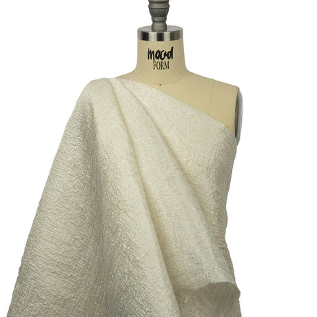Metallic Ivory Crosshatched Lines Luxury Brocade