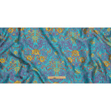 Turquoise, Magenta and Golden Yellow Floral Damask Metallic Luxury Brocade