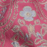 Pink, Pale Blue and Silver Floral Damask Metallic Luxury Brocade