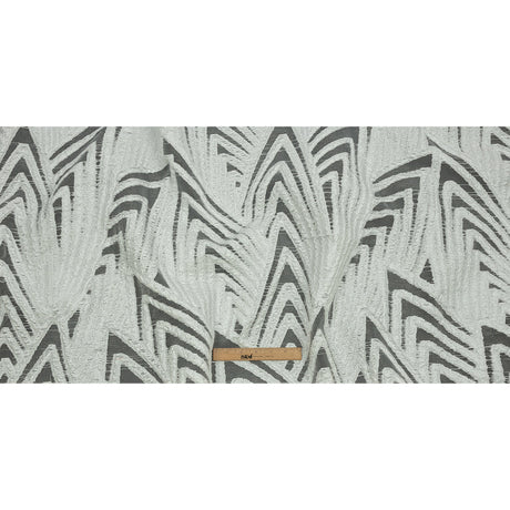 Metallic White Overlapped Nested Triangles Luxury Burnout Brocade