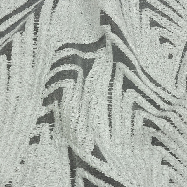 Metallic White Overlapped Nested Triangles Luxury Burnout Brocade