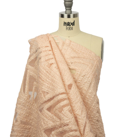 Metallic Peach Overlapped Nested Triangles Luxury Burnout Brocade
