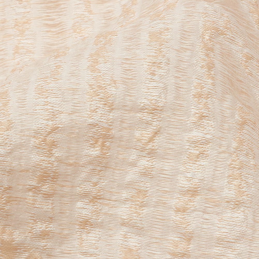 Metallic White and Peach Overlapped Nested Triangles Luxury Burnout Brocade