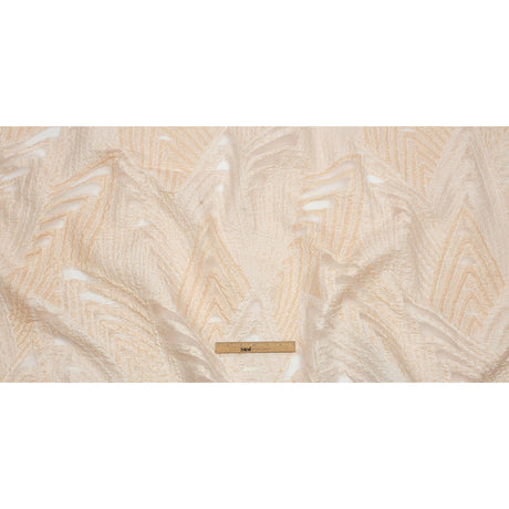 Metallic White and Peach Overlapped Nested Triangles Luxury Burnout Brocade