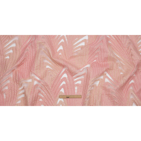 Metallic Pink and Peach Overlapped Nested Triangles Luxury Burnout Brocade