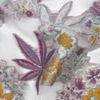 Metallic Plum, Gray Green and Goldenrod Floral Luxury Burnout Brocade
