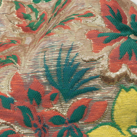 Metallic Forest, Coral and Lemon Floral Luxury Burnout Brocade