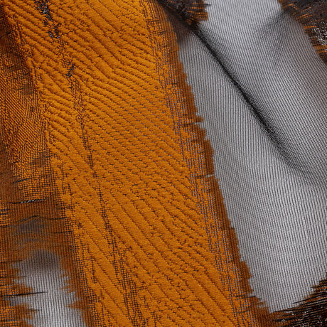Metallic Black and Orange Painterly Geometrics Luxury Burnout Brocade