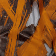 Metallic Black and Orange Painterly Geometrics Luxury Burnout Brocade