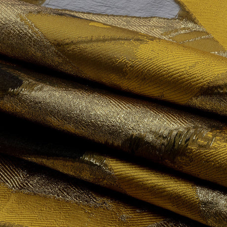Metallic Gold and Yellow Ochre Painterly Geometrics Luxury Burnout Brocade