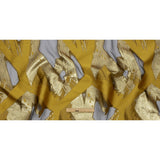Metallic Gold and Yellow Ochre Painterly Geometrics Luxury Burnout Brocade