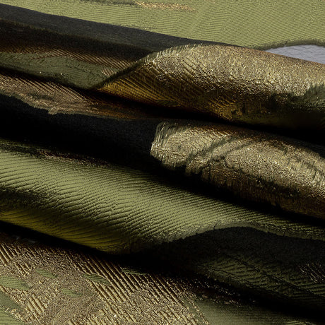 Metallic Gold and Olive Painterly Geometrics Luxury Burnout Brocade