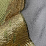 Metallic Gold and Olive Painterly Geometrics Luxury Burnout Brocade