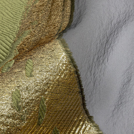 Metallic Gold and Olive Painterly Geometrics Luxury Burnout Brocade