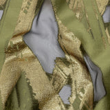 Metallic Gold and Olive Painterly Geometrics Luxury Burnout Brocade