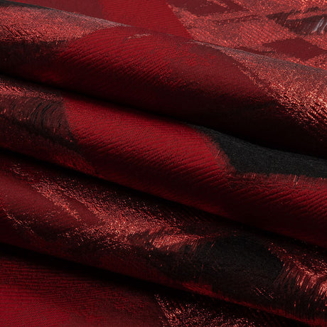 Metallic Red Painterly Geometrics Luxury Burnout Brocade