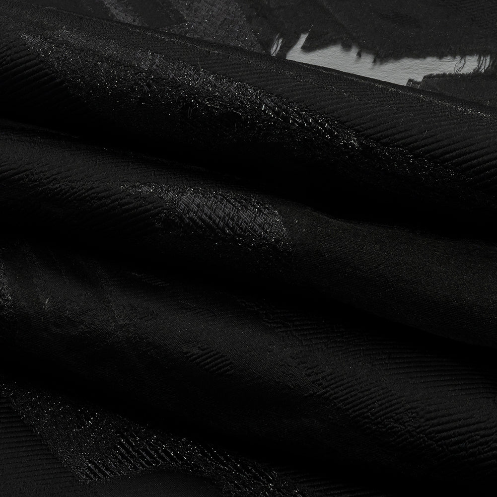 Metallic Black Painterly Geometrics Luxury Burnout Brocade