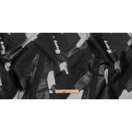 Metallic Black Painterly Geometrics Luxury Burnout Brocade