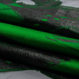 Metallic Black and Green Painterly Geometrics Luxury Burnout Brocade