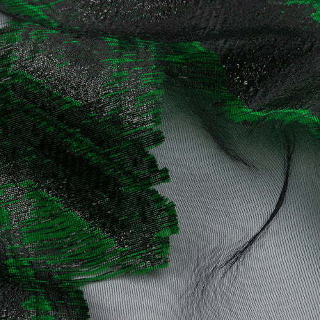 Metallic Black and Green Painterly Geometrics Luxury Burnout Brocade