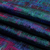 Metallic Teal, Royal and Magenta Distressed Plaid Luxury Brocade