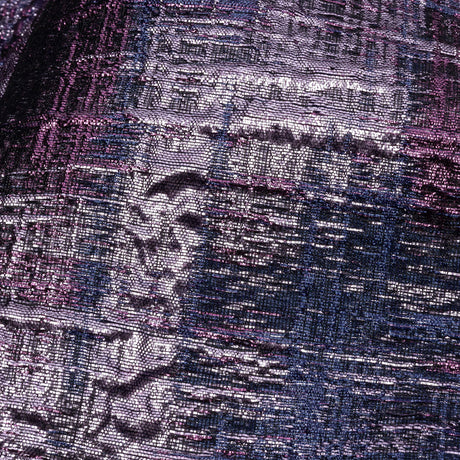Metallic Orchid, Plum and Navy Distressed Plaid Luxury Brocade