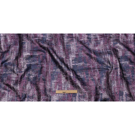 Metallic Orchid, Plum and Navy Distressed Plaid Luxury Brocade