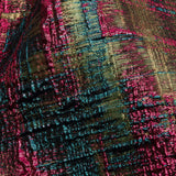 Metallic Magenta, Forest and Olive Distressed Plaid Luxury Brocade