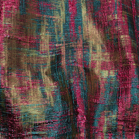 Metallic Magenta, Forest and Olive Distressed Plaid Luxury Brocade