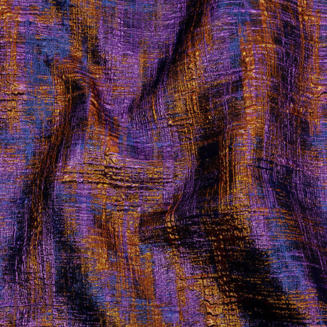 Metallic Blue, Purple and Orange Distressed Plaid Luxury Brocade