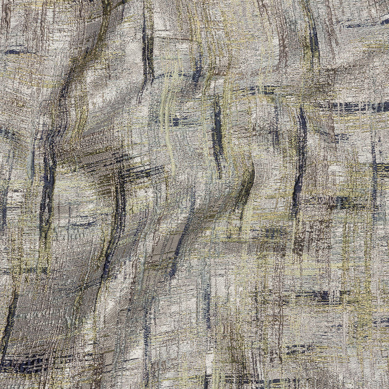 Metallic Rose Gold, Navy and Olive Crosshatching Luxury Brocade
