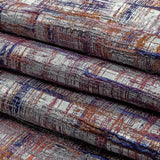 Metallic Silver, Orange and Navy Crosshatching Luxury Brocade