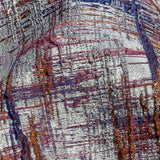 Metallic Silver, Orange and Navy Crosshatching Luxury Brocade