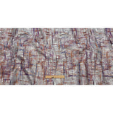 Metallic Silver, Orange and Navy Crosshatching Luxury Brocade