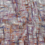 Metallic Silver, Orange and Navy Crosshatching Luxury Brocade
