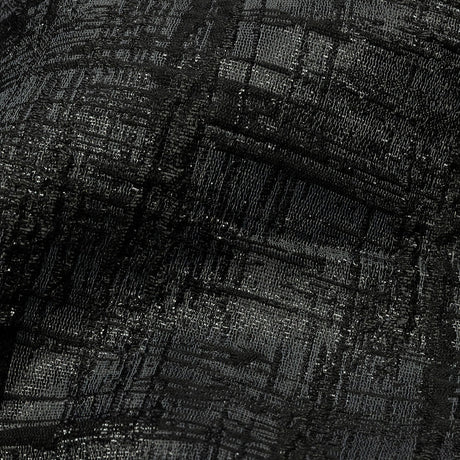 Metallic Black and Charcoal Crosshatching Luxury Brocade