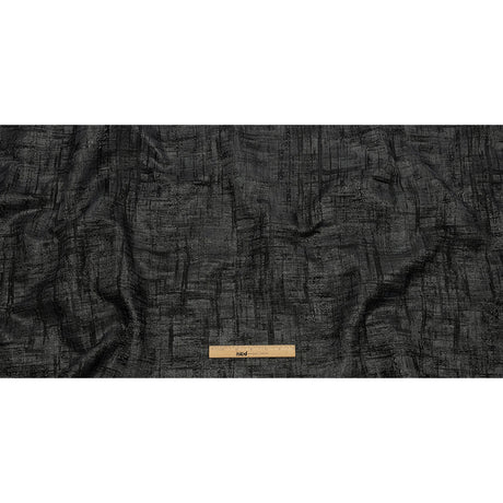 Metallic Black and Charcoal Crosshatching Luxury Brocade