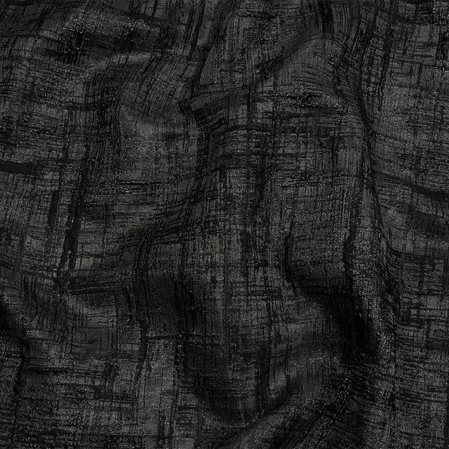 Metallic Black and Charcoal Crosshatching Luxury Brocade