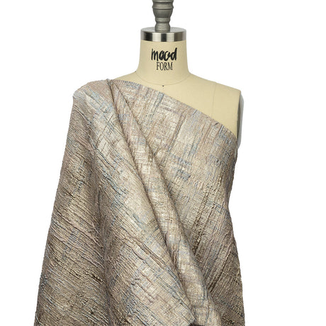 Metallic Champagne, Lilac and Periwinkle Crosshatching Luxury Brocade