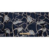 Metallic Rose Gold and Navy Abstract Luxury Burnout Brocade