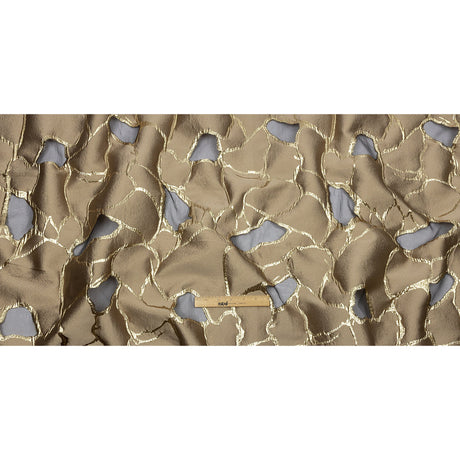 Metallic Gold and Taupe Abstract Luxury Burnout Brocade