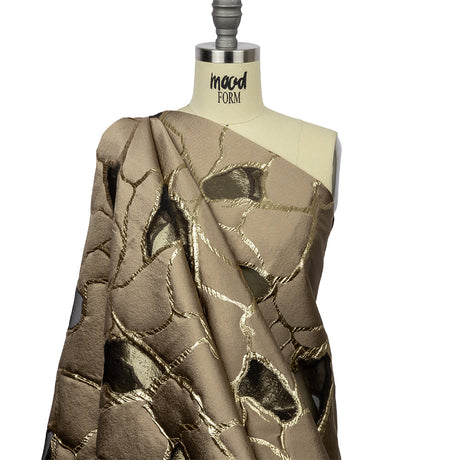 Metallic Gold and Taupe Abstract Luxury Burnout Brocade