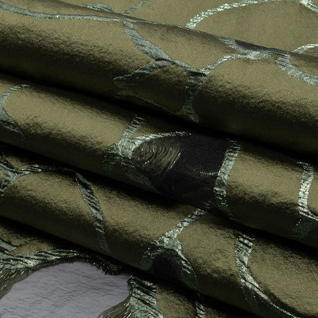 Metallic Olive Green Abstract Luxury Burnout Brocade